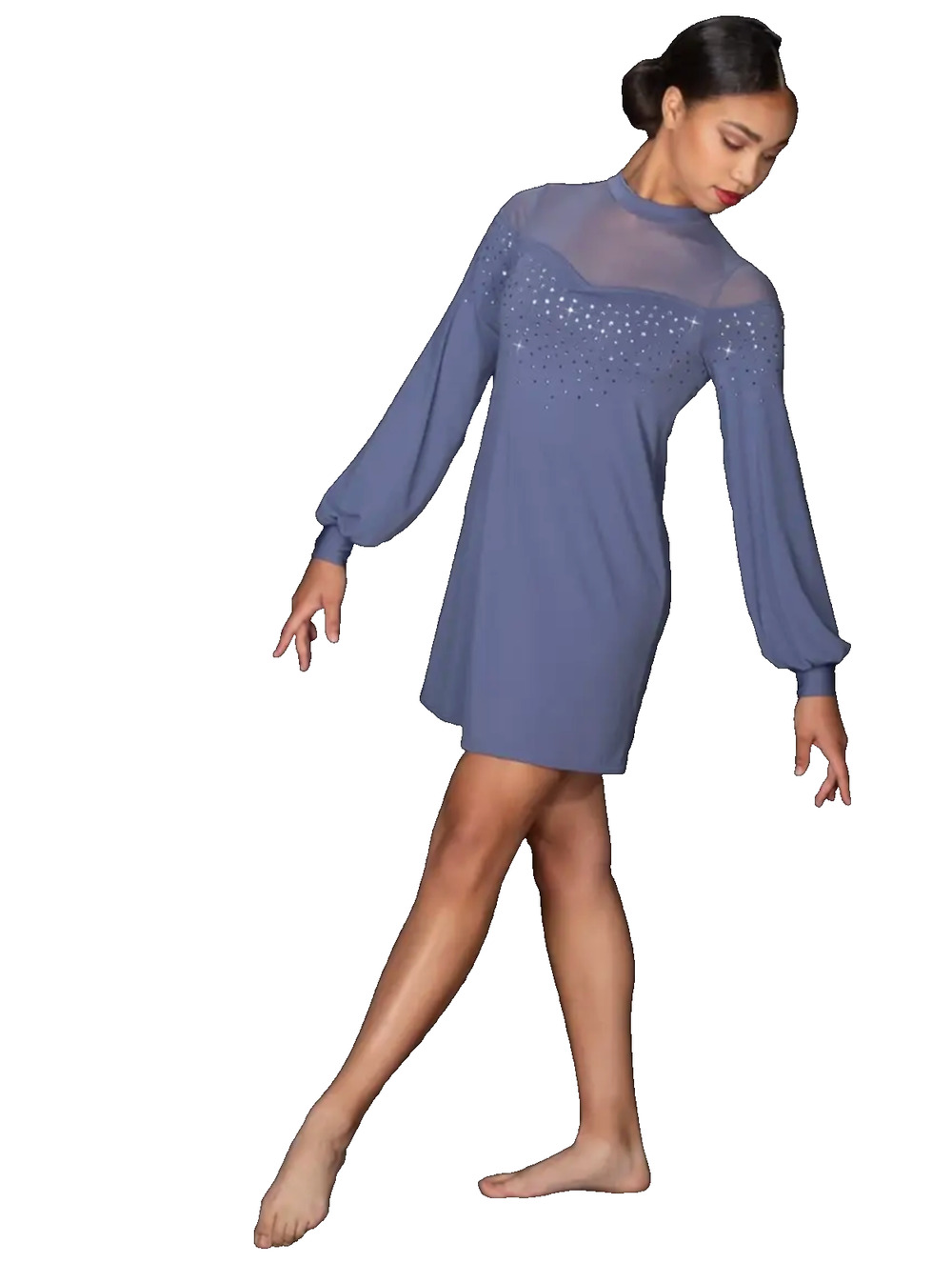 Slate Blue Dress Dance Costume Sparkling Crystals Lyrical Childs Size IC 7/8